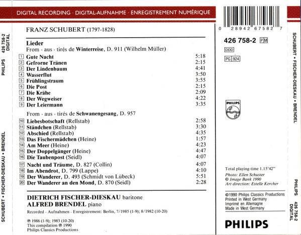 Franz Schubert, Dietrich Fischer-Dieskau, Alfred Brendel : Lieder (CD, Comp)