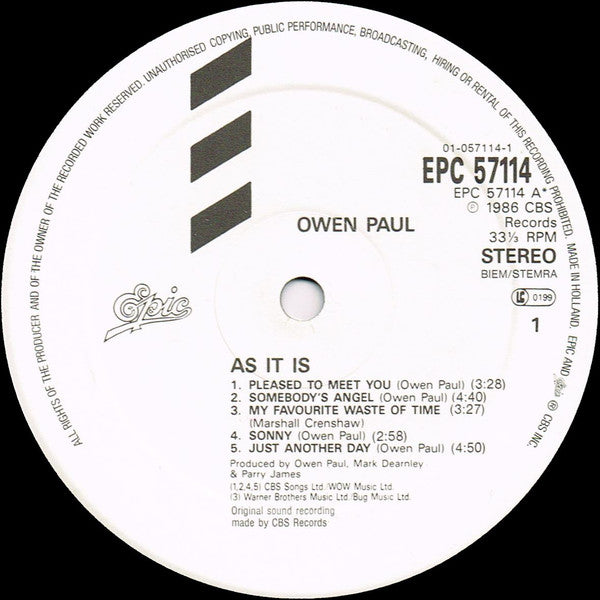 Owen Paul : As It Is ... (LP, Album)