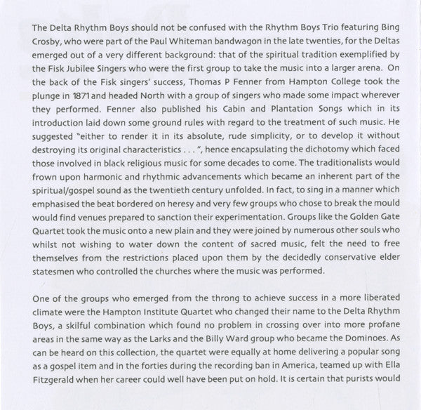 The Delta Rhythm Boys : I Dreamt I Dwelt In Harlem (CDr, Album, Comp)