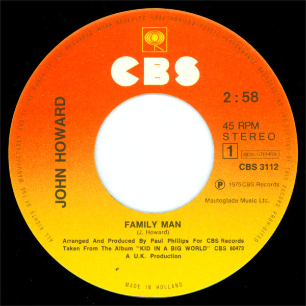John Howard (4) : Family Man / Missing Key (7")