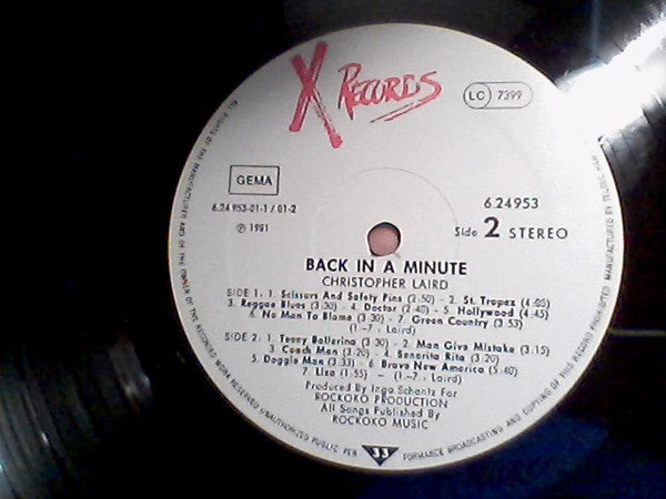 Christopher Laird : Back In A Minute... (LP, Album)