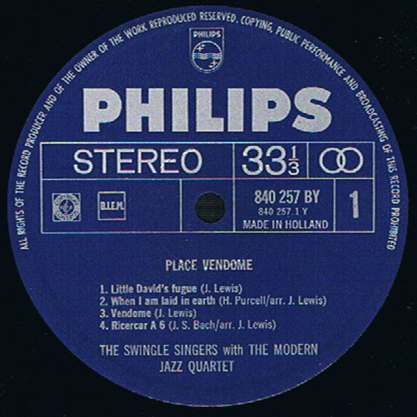 Les Swingle Singers / The Modern Jazz Quartet : Place Vendôme (LP, Album)
