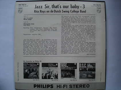 Rita Reys With The Dutch Swing College Band : Jazz Sir, That's Our Baby -3 (7")