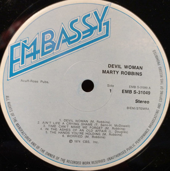 Marty Robbins : Devil Woman (LP, Album, RE, Blu)