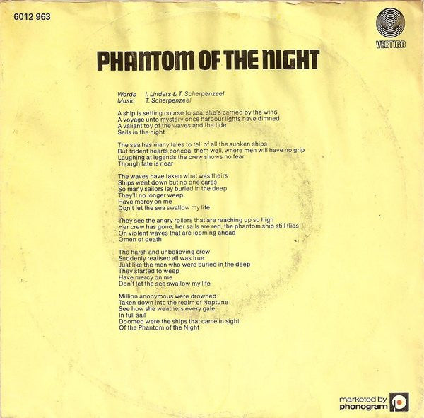 Kayak : Phantom Of The Night / Ballad For A Lost Friend (7", Single)