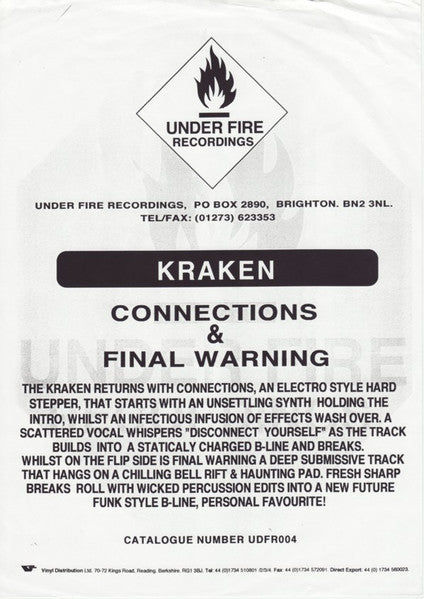 Kraken : Final Warning / Connections (12", Promo)