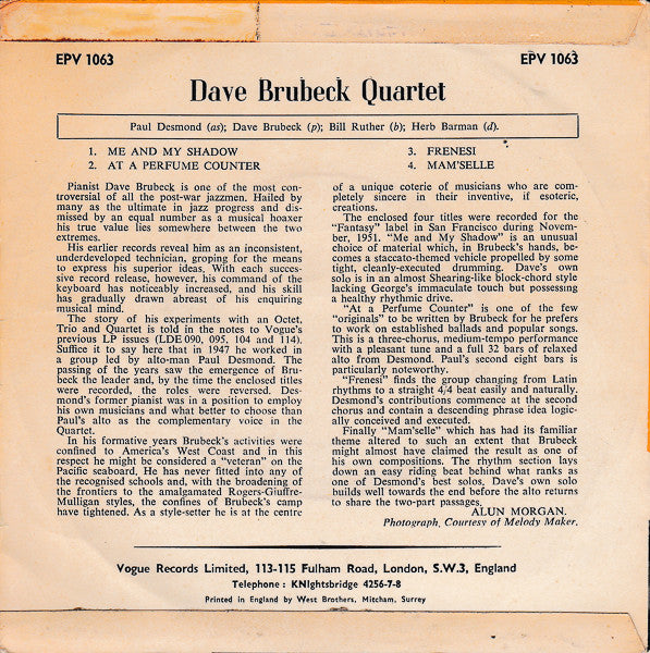 The Dave Brubeck Quartet : Dave Brubeck Quartet (7", EP)