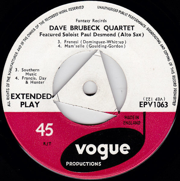 The Dave Brubeck Quartet : Dave Brubeck Quartet (7", EP)