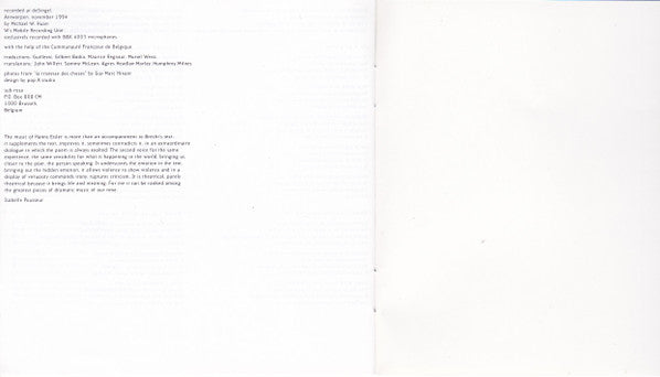 Hanns Eisler, Bertolt Brecht - Marianne Pousseur, Kaat De Windt : War & Exile (CD, Album)