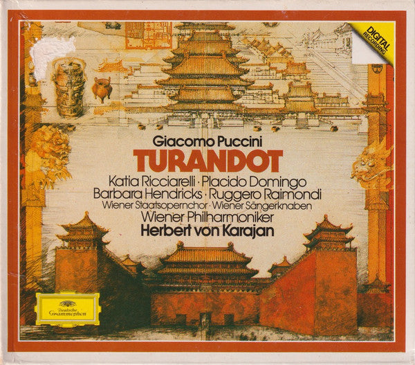 Giacomo Puccini - Katia Ricciarelli, Placido Domingo, Barbara Hendricks, Ruggero Raimondi, Wiener Staatsopernchor, Wiener Sängerknaben*, Wiener Philharmoniker, Herbert von Karajan : Turandot (3xCD, Album, RE + Box, Sli)
