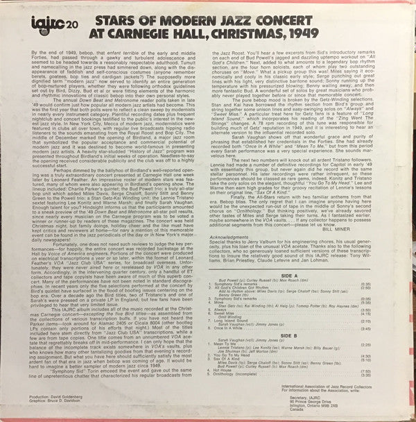 Various : Stars Of Modern Jazz Concert - Carnegie Hall Christmas 1949 (LP, Mono)