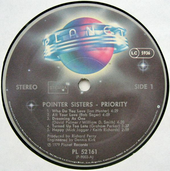 Pointer Sisters : Priority (LP, Album)