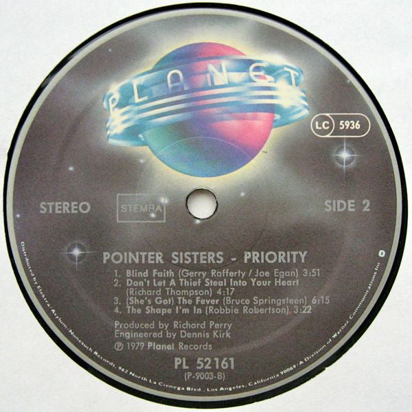 Pointer Sisters : Priority (LP, Album)
