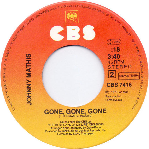 Johnny Mathis : Begin The Beguine / Gone, Gone, Gone (7", Single)