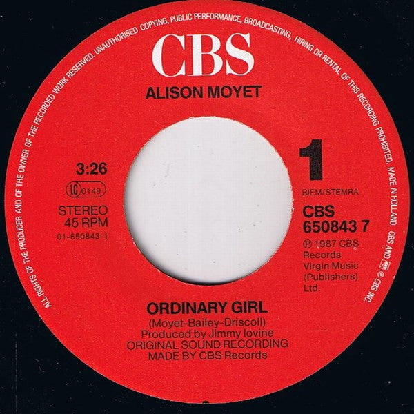 Alison Moyet : Ordinary Girl (7", Single)