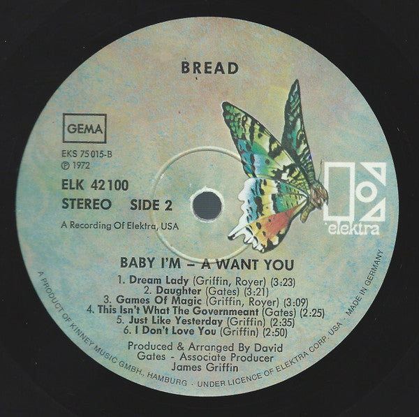 Bread : Baby I'm-A Want You (LP, Album, Gat)