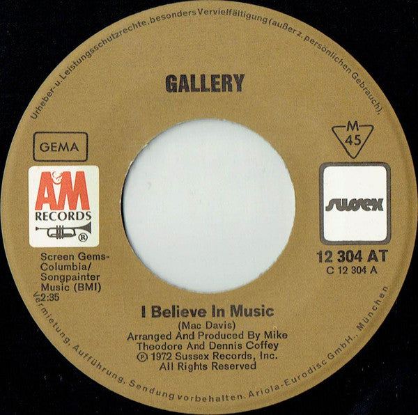 Gallery (2) : I Believe In Music / Someone (7", Single, Mono)