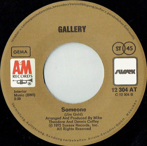 Gallery (2) : I Believe In Music / Someone (7", Single, Mono)