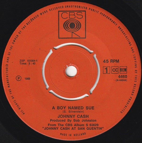 Johnny Cash : A Boy Named Sue (7", Single, 4-P)