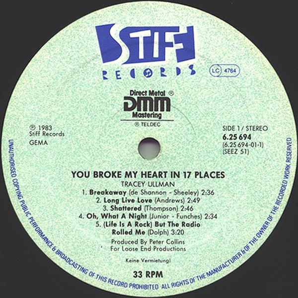 Tracey Ullman : You Broke My Heart In 17 Places (LP, Album)