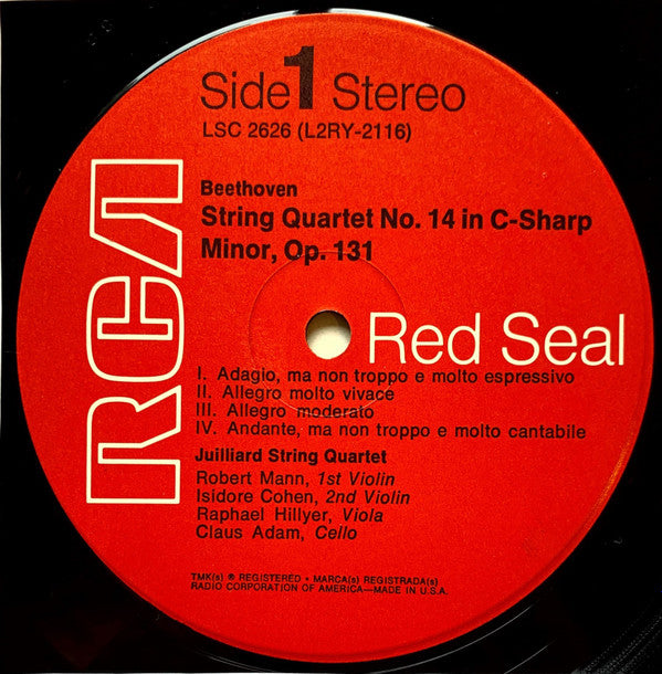 Ludwig van Beethoven, Juilliard String Quartet : Quartet In C-Sharp Minor, Op. 131 (LP, RP, ND)