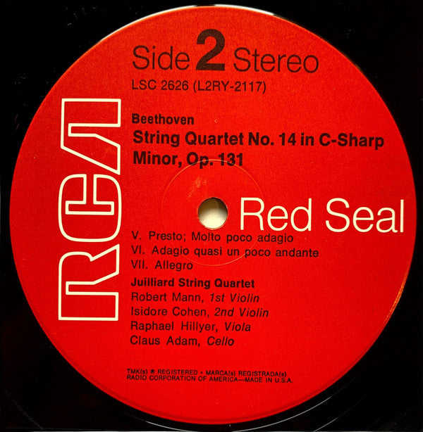 Ludwig van Beethoven, Juilliard String Quartet : Quartet In C-Sharp Minor, Op. 131 (LP, RP, ND)