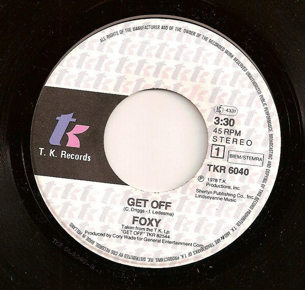 Foxy : Get Off (7", Single)