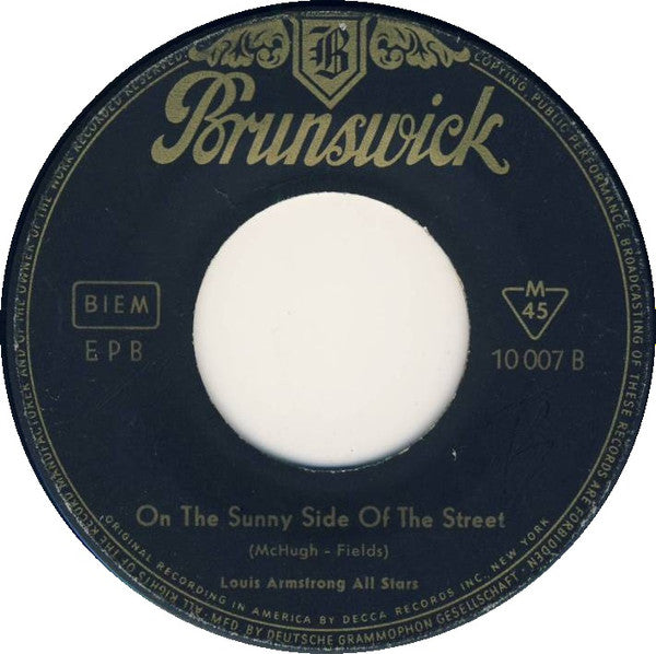Louis Armstrong And His All-Stars : New Orleans Function / On The Sunny Side Of The Street (7", EP, Mono, RE)