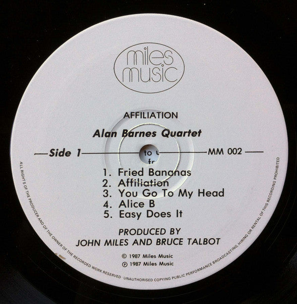 Alan Barnes Quartet : Affiliation (LP, Album)