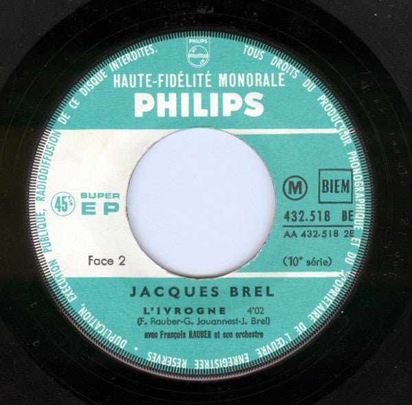 Jacques Brel : Le Moribond (7", EP, Mono)