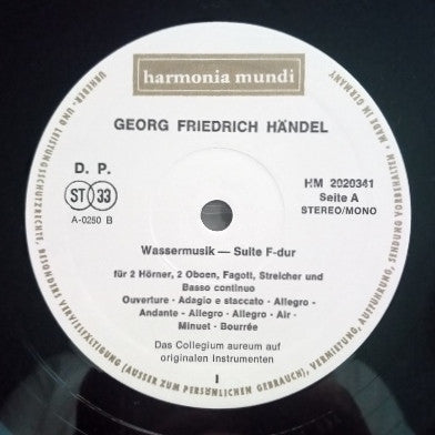 Georg Friedrich Händel, Collegium Aureum : Wassermusik (LP)