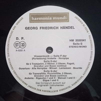 Georg Friedrich Händel, Collegium Aureum : Wassermusik (LP)