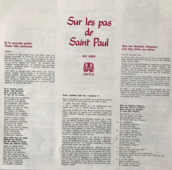 Jean Humenry - Marie-Antoinette Bassieux - Paul De Tarse : Sur Les Pas De Saint Paul (LP, Album)