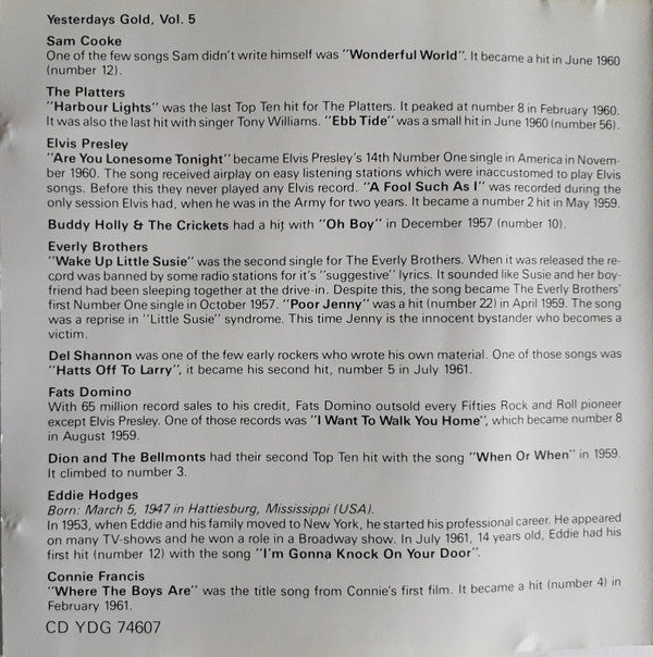 Various : Yesterdays Gold Vol. 5 (24 Golden Oldies) (CD, Comp)