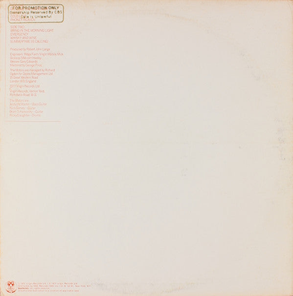 The Motors : The Motors (LP, Album, Pit)