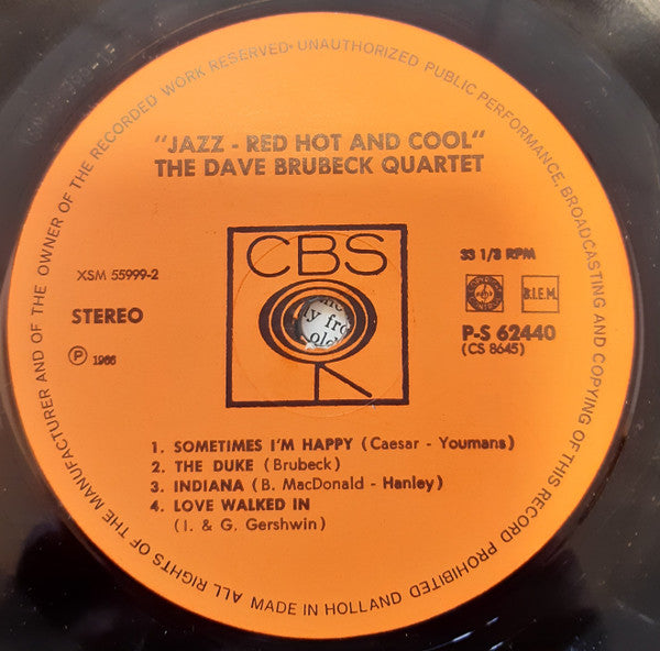 The Dave Brubeck Quartet : Jazz: Red Hot And Cool (LP, Album, Fli)