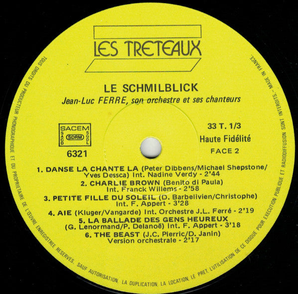 Jean-Luc Ferré, Son Orchestre Et Ses Chanteurs : 12 Super Succès - Le Schmilblick (LP)