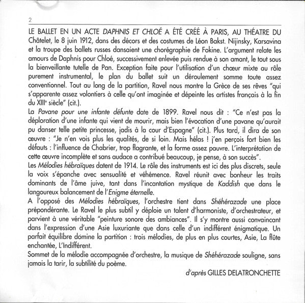 Maurice Ravel, Nadine Denize, L'Orchestre National de Lille, Jean-Claude Casadesus : Shéhérazade - Pavane Pour Une Infante Défunte - Mélodies Hébraïques - Daphnis Et Chloé (CD, RE, RP)