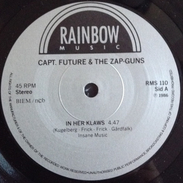 Capt. Future And The Zapguns : In Her Klaws (7")