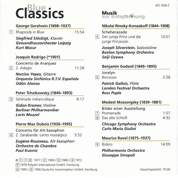 Various : Blue Classics (Musik Zur Entspannung) (CD, Comp)