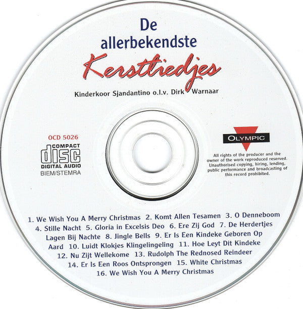 Kinderkoor Sjandantino O.l.v. Dirk Jan Warnaar : De Allerbekendste Kerstliedjes (CD, Album)