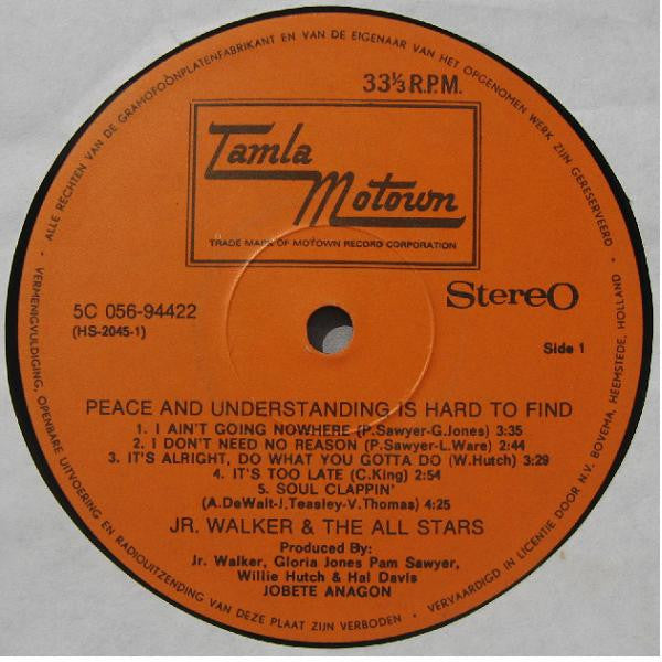 Jr. Walker & The All Stars* : Peace & Understanding Is Hard To Find (LP, Album)
