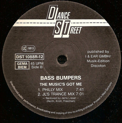 Bass Bumpers : The Music's Got Me (Remixes) (12")