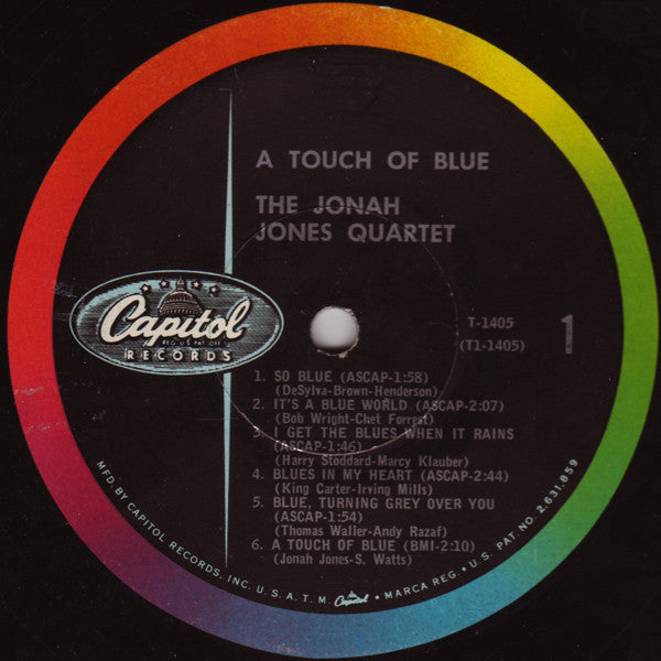 The Jonah Jones Quartet : A Touch Of Blue (LP, Album, Mono)