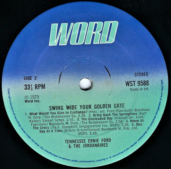 Tennessee Ernie Ford, The Jordanaires : Swing Wide Your Golden Gate (LP, Album)