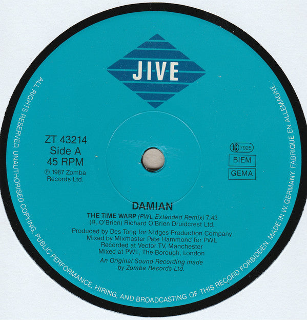 Damian : The Time Warp (12", Maxi)