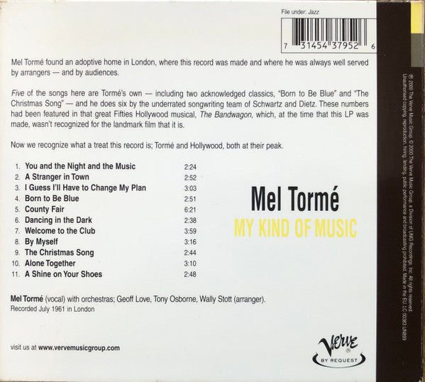 Mel Tormé : My Kind Of Music (CD, Album, RE, RM, Dig)