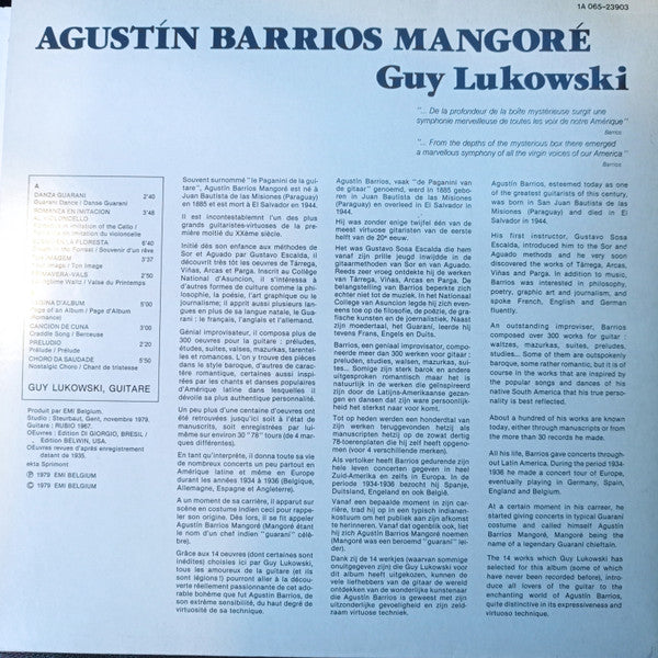 Guy Lukowski : Agustin Barrios Mangoré (LP)