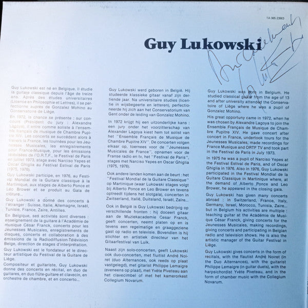 Guy Lukowski : Agustin Barrios Mangoré (LP)