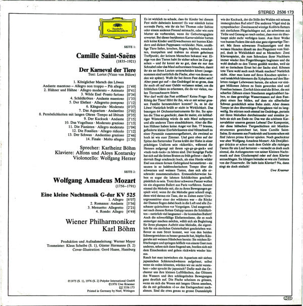 Camille Saint-Saëns - Wolfgang Amadeus Mozart / Alfons & Aloys Kontarsky - Wiener Philharmoniker - Karl Böhm : Carnaval Des Animaux / Eine Kleine Nachtmusik (LP, Album)